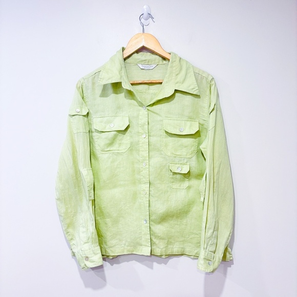PROPORTION PETITE CONRAD C Lime green button down shirt - Picture 1 of 9